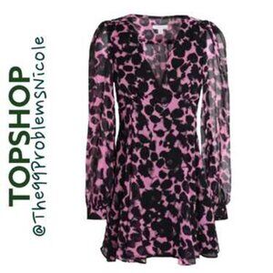 Topshop NWT Pink Black Print Dress